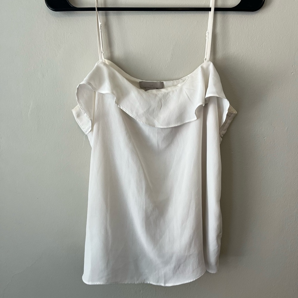 H&M White Ruffle Camisole Top
